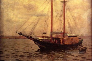 El paisaje marino naturalista Lumber Boat Thomas Pollock Anshutz Pinturas al óleo